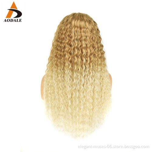 Wholesale Price newest natural blonde brown heat resistant kinky curly tape ombre synthetic lace wig clip in hair extension